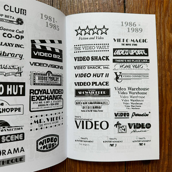 Videoland zine - visual catalog of video store logos